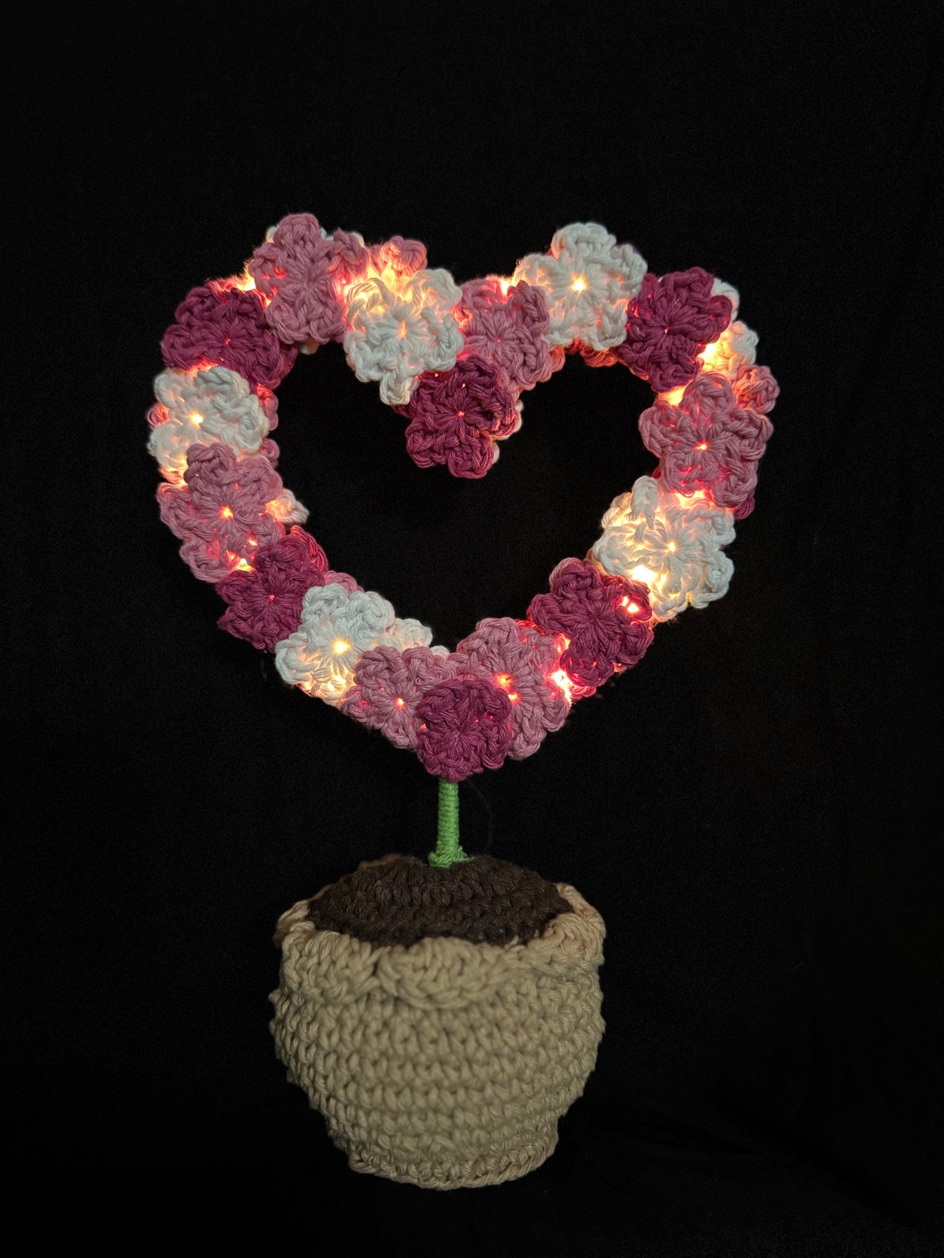 Corazon en maceta con luces de hadas led